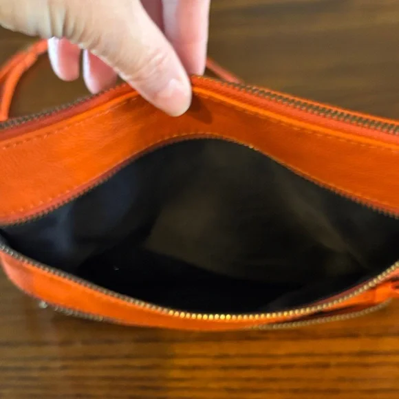 Elliott Lucca Women's Orange Vegan Leather Crossbody Purse - Picture 7 of 12